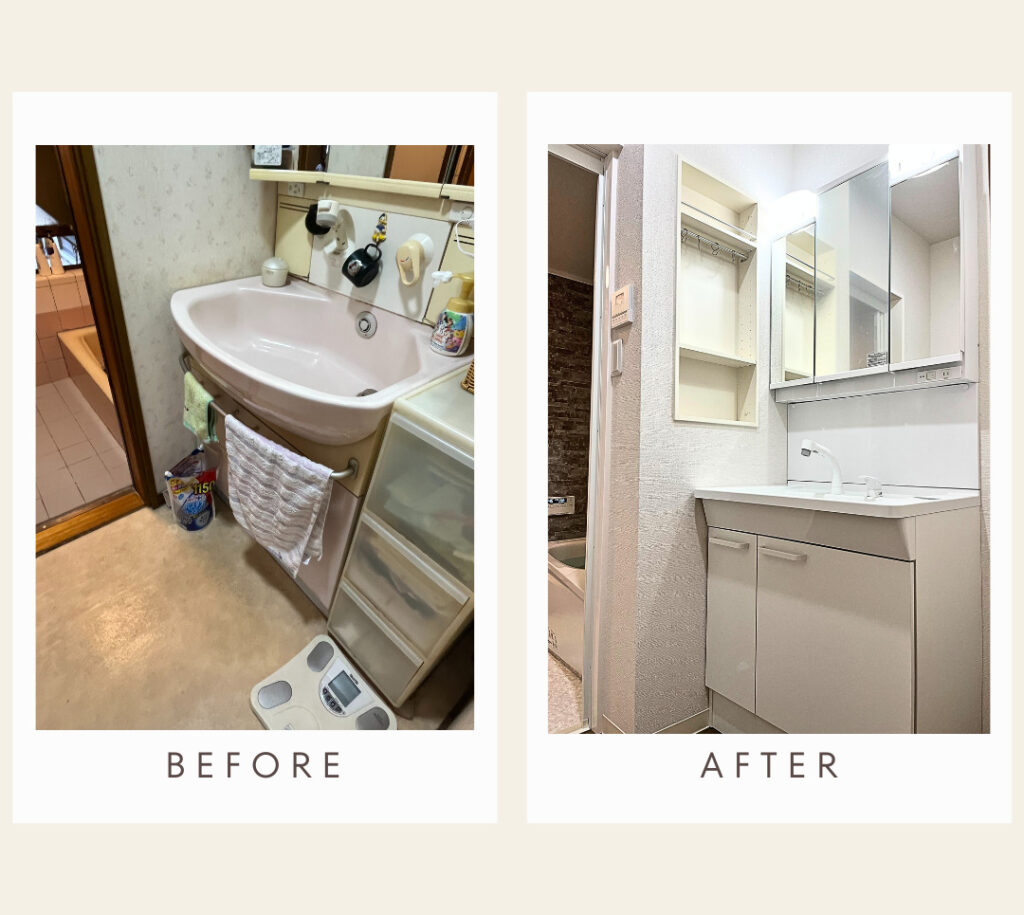 浜松】洗面所のリフォーム：TOTO Vシリーズにお取替え！シンプルで